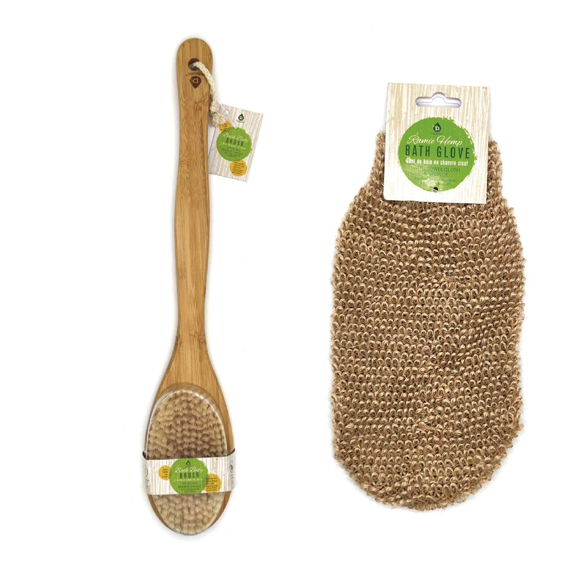 Eco-Friendly Glow Set: Bamboo Bath Brush & Sisal Hemp Gloves