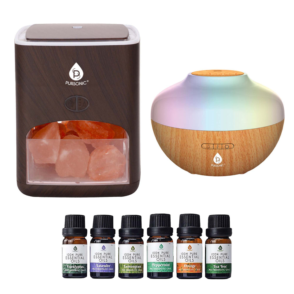 Himalayan Salt Lamp & Aromatherapy Diffuser Wellness Set - Second Cycle Supply Co.
