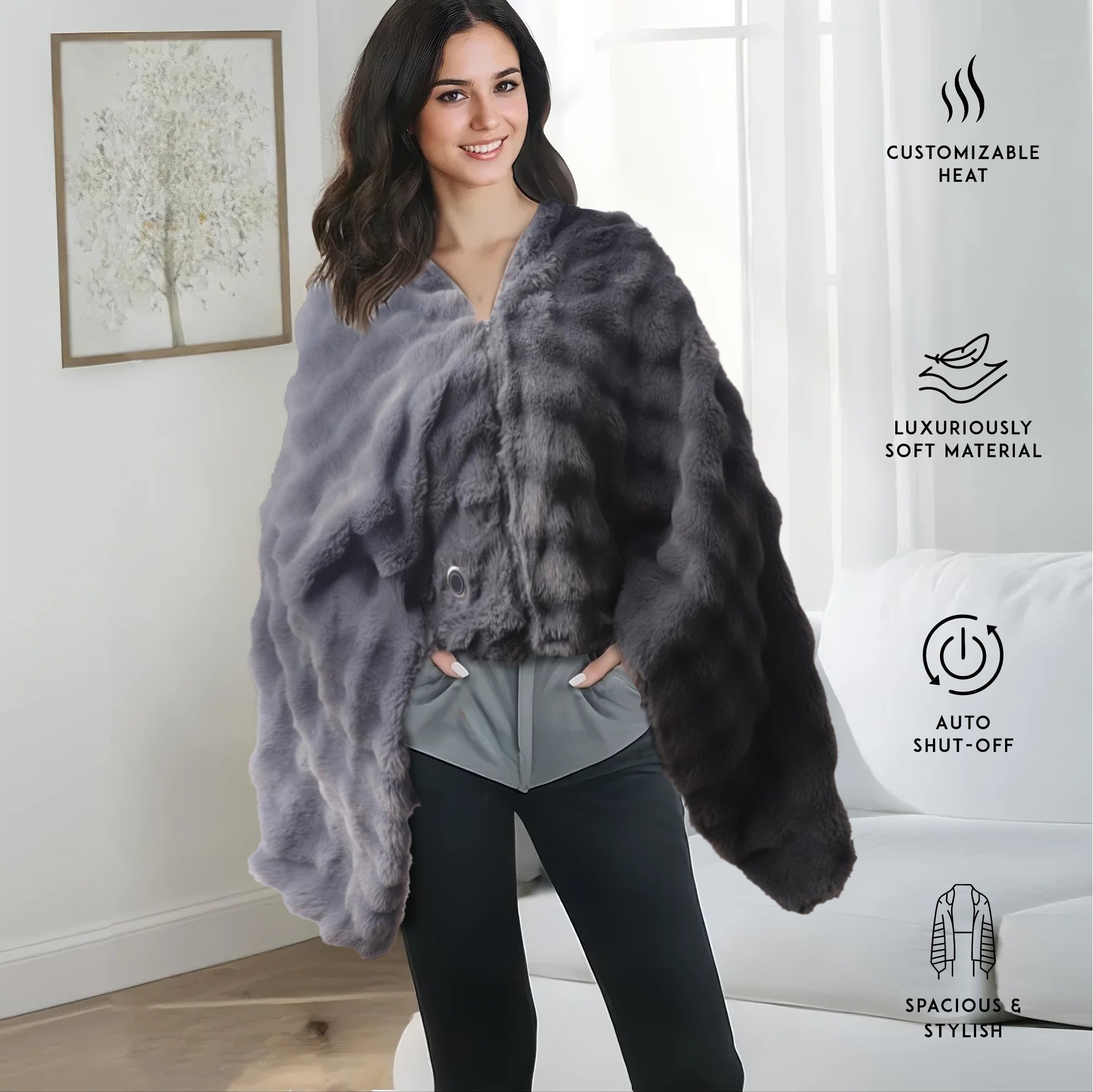 Pursonic Electric Plush Heated Poncho Shawl - Second Cycle Supply Co.
