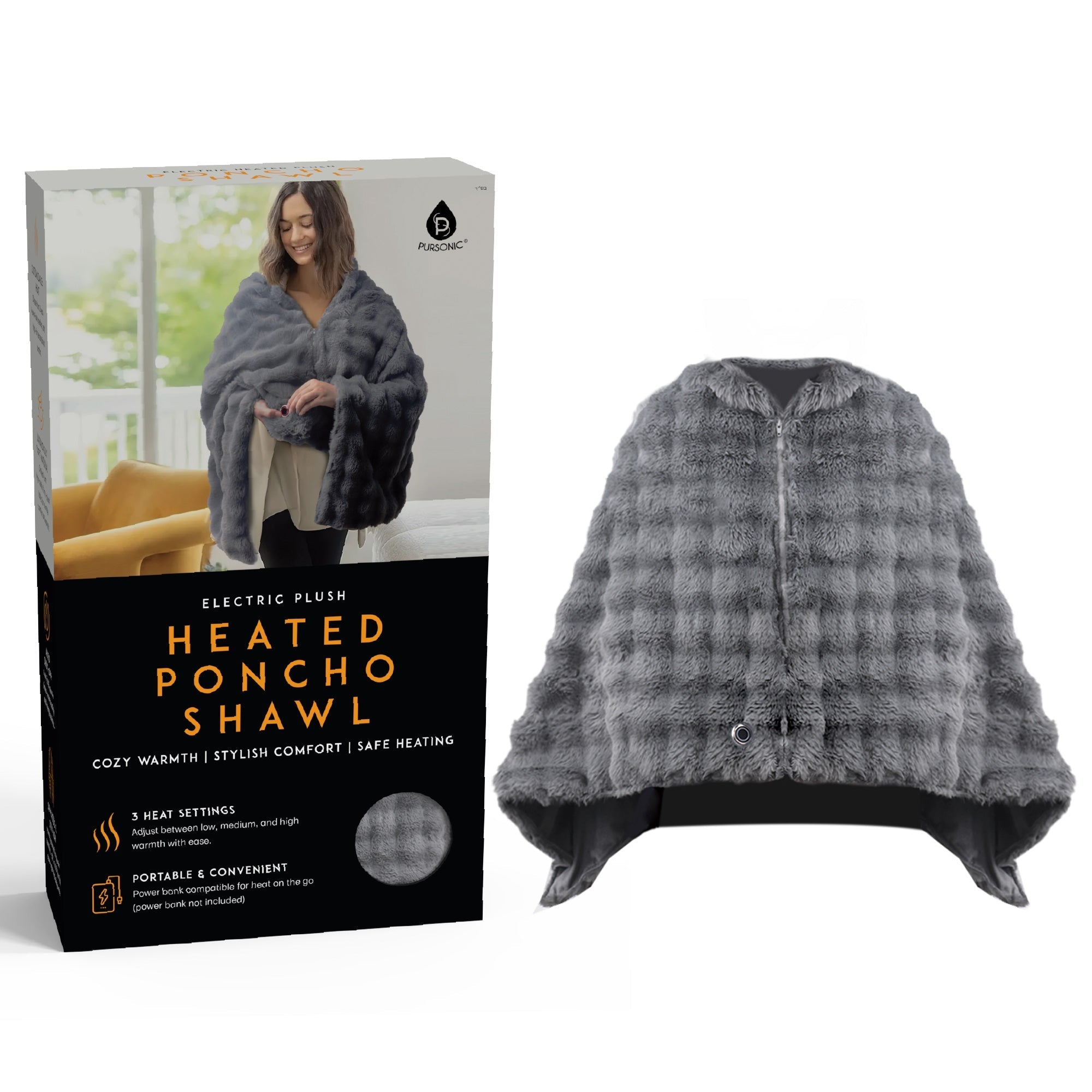 Pursonic Electric Plush Heated Poncho Shawl - Second Cycle Supply Co.
